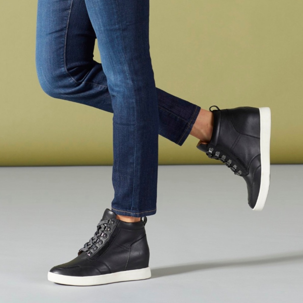 Vionic•Size 8.5•Jordy Black Leather Booties•High Top Styling~Walks like a Wedge! - Picture 3 of 14